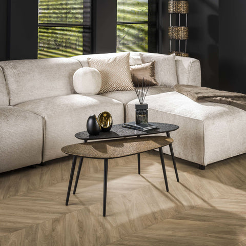 Couchtisch 2er-Set nierenförmig – Grau