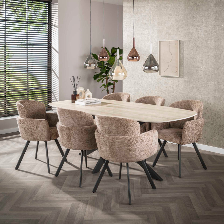 Esstisch Romano Cross deens oval 215cm / 3D Keramik Travertin