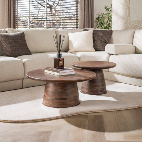 Couchtisch 2er-Set rund – Akazienholz massiv, Braun