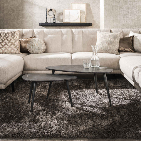 Couchtisch 2er-Set tropfenförmig – Graphit-Optik