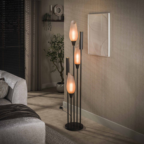 Stehlampe 5-flammig – Sienna-Braun / Milchglas