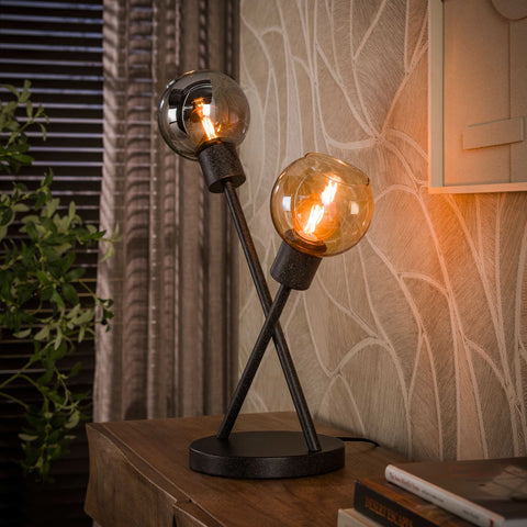 Tischlampe 2-flammig – Mattschwarz