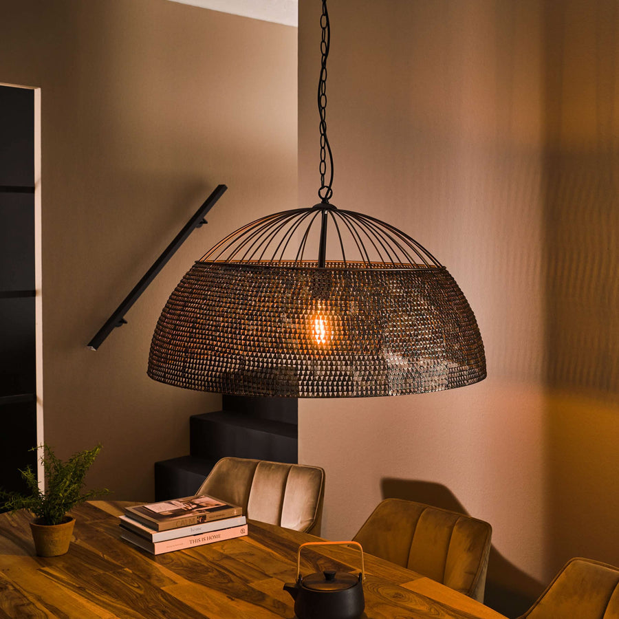 Hängelampe 1-flammig Ø 80 cm, Metall – Schwarzbraun