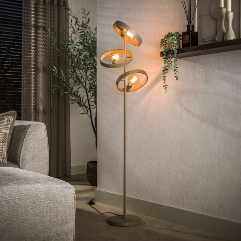 Stehlampe 3-flammig, Metall, 40 cm breit – Beige