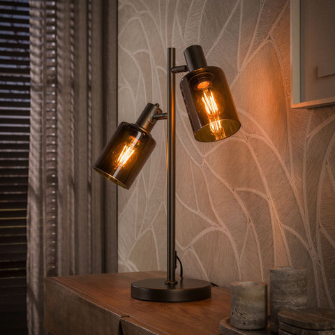 Tischlampe 2-flammig – Sienna-Braun