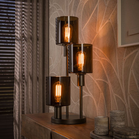Tischlampe 3-flammig, 29 cm breit – Sienna-Braun