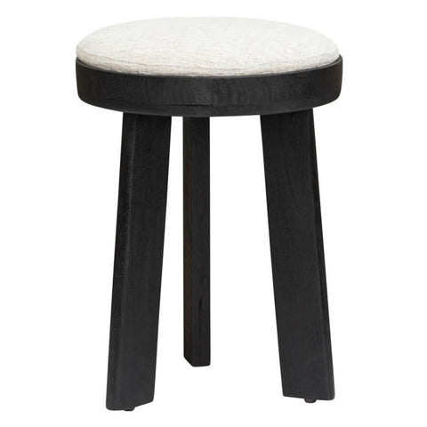 Hocker Stege – Schwarz, rund mit Holzbeinen