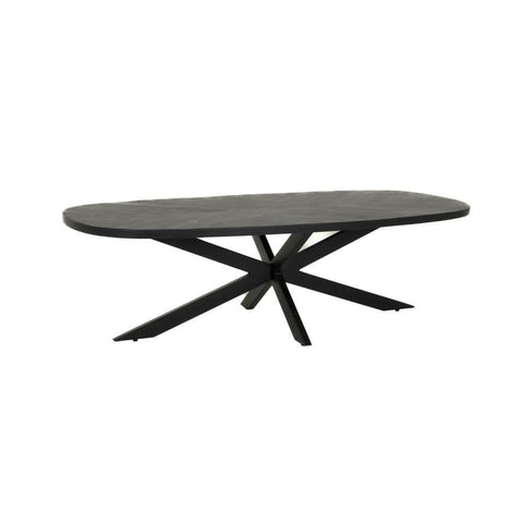 Couchtisch Lerum in Bootsform, Mangoholz, Gestell Metall schwarz – Schwarz