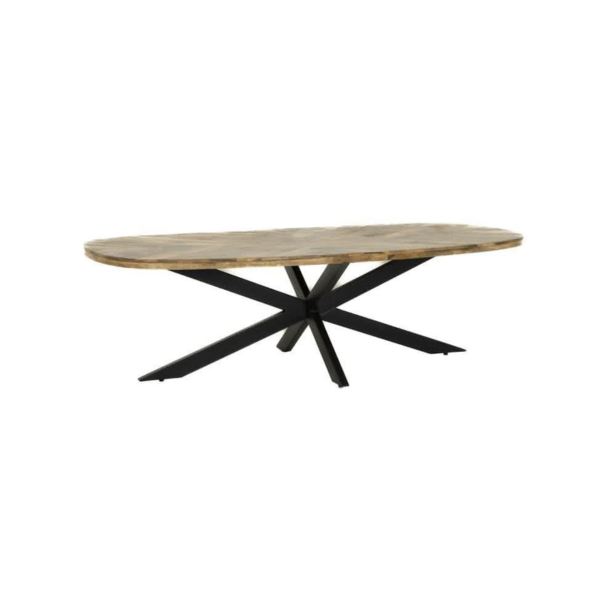 Lerum Couchtisch in Bootsform, Mangoholz, Gestell Metall schwarz – Natur