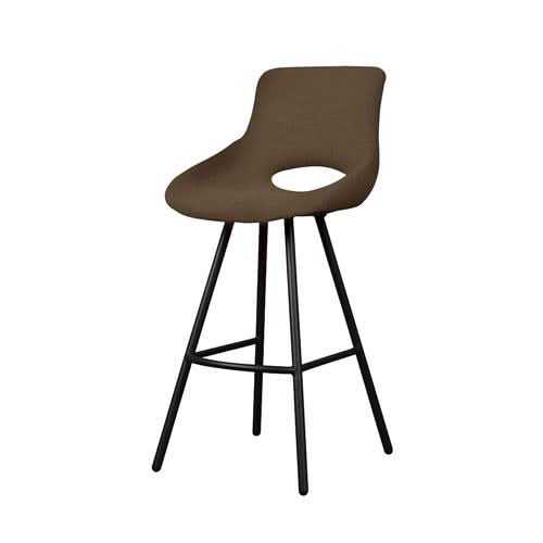 Eslov Barstuhl, Teddystoff, Gestell Metall Schwarz – Dunkelbraun