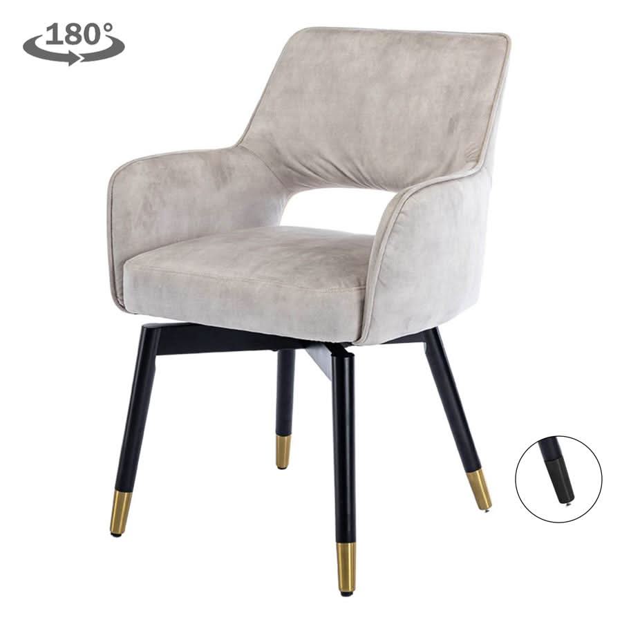 Trysil Esszimmerstuhl drehbar mit Armlehnen, Gestell Metall Schwarz – Beige