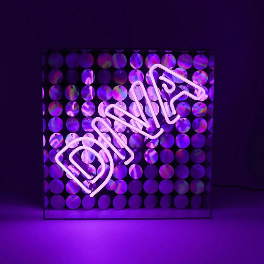 Diva" Acrylbox Neonlicht mit Pailletten