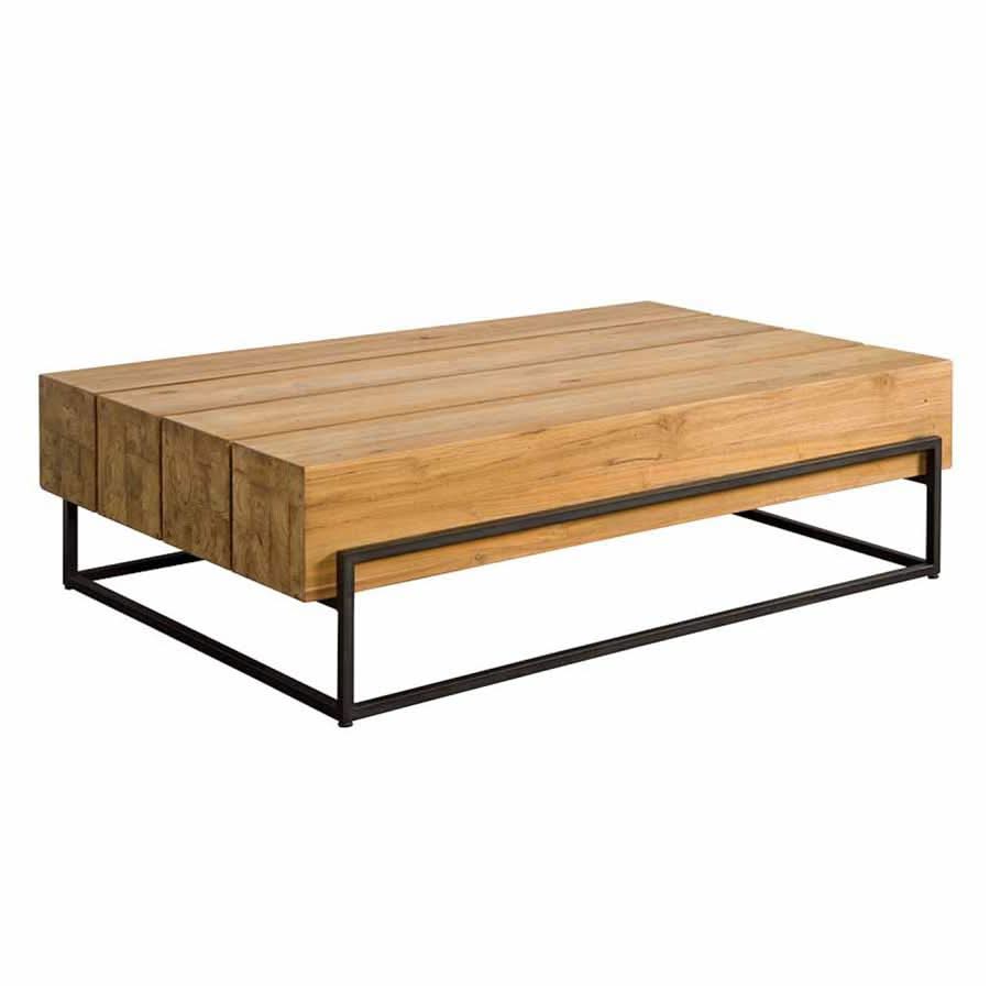 Mandal Couchtisch Teakholz recycelt, Gestell Metall natur, H 38 cm – Natur