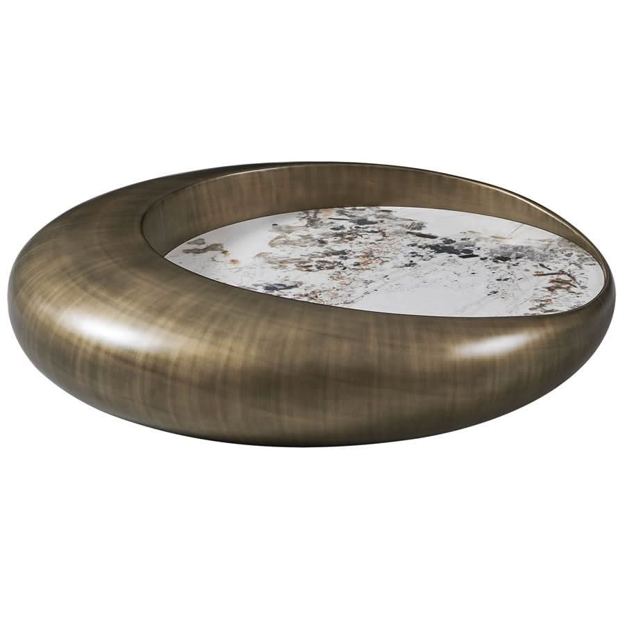 Olden Couchtisch rund Keramik, Gestell Fiberglas Bronze