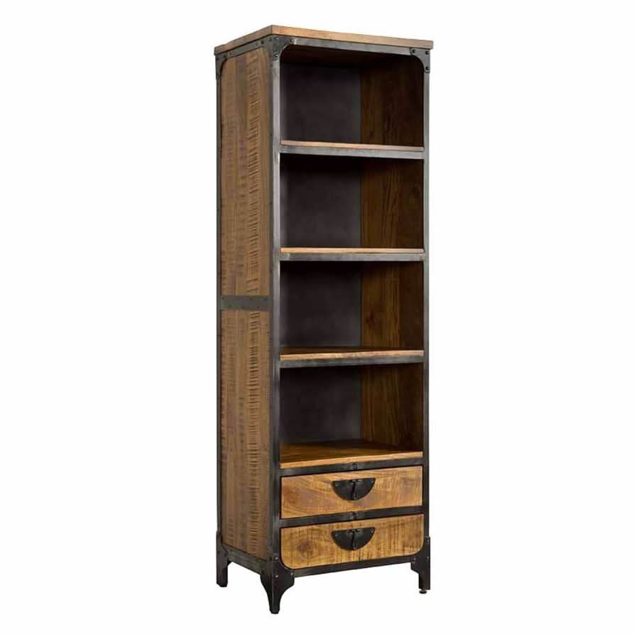 Risor Bücherregal Mangoholz, 2 Schubladen – Braun