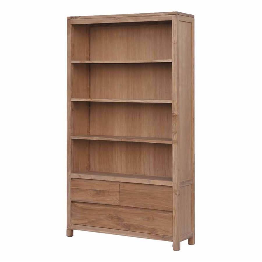 Mora Bücherregal Teakholz, 2 Schubladen – Natur