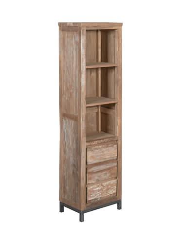 Bücherregal Torvi Teakholz recycelt, 3 Schubladen – Braun