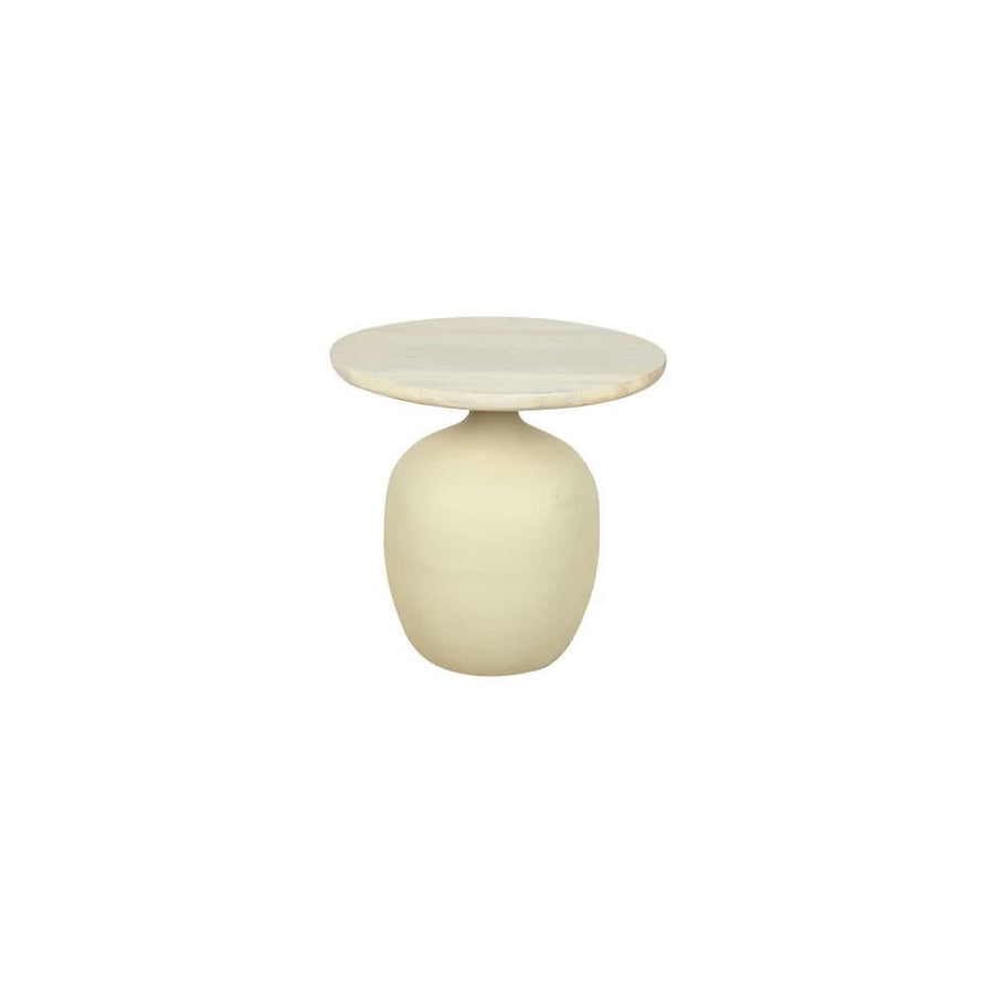 Hurdal Beistelltisch Mangoholz/Glas, Gestell Metall – Off-White