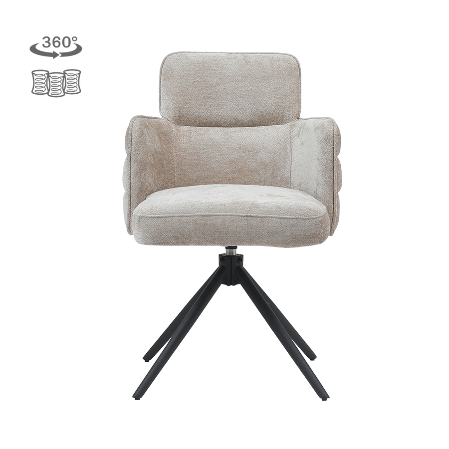 Laeso Esszimmerstuhl drehbar mit Armlehnen – Beige