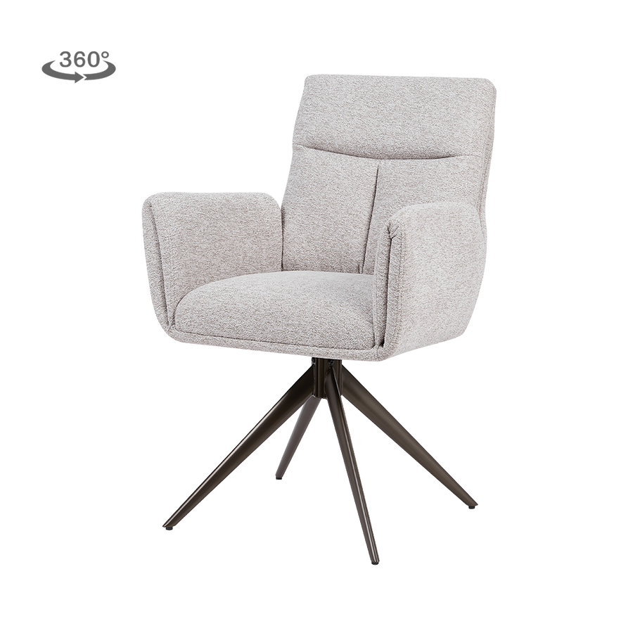 Sjobo Esszimmerstuhl drehbar mit Armlehnen, Gestell Metall Braun – Beige