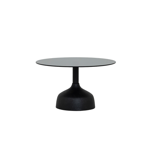 Couchtisch Ulvik Mangoholz/Glas, Gestell Metall – Glasplatte Schwarz