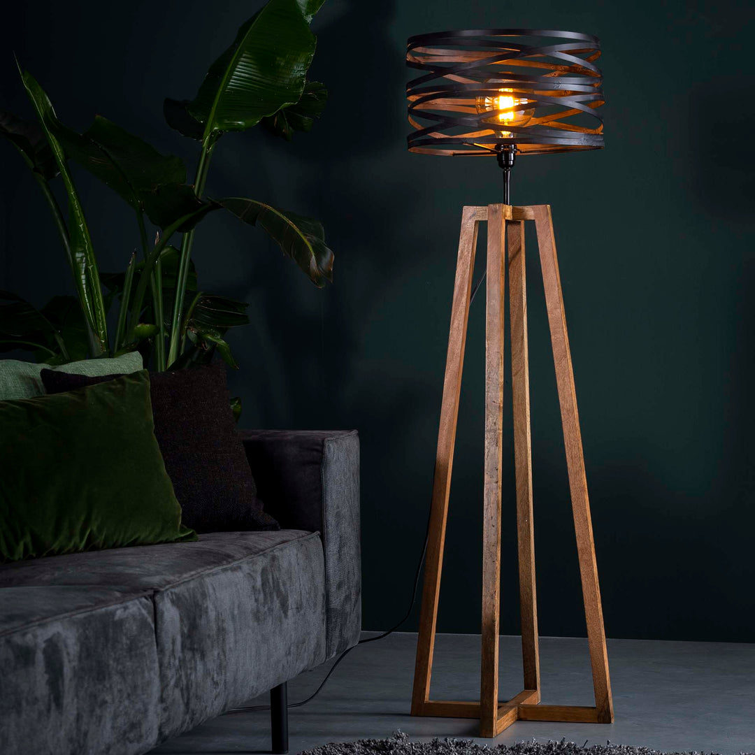 Stehlampe aus Holz mit Kreuzrahmen  / Slate grey