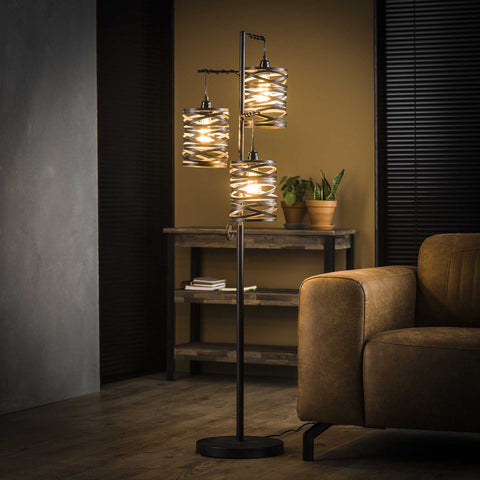Stehlampe 3-flammig, Metall – Schiefergrau