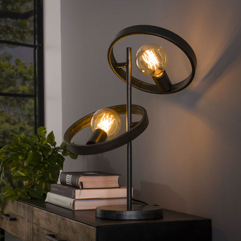 Tischlampe 2-flammig, Metall – Anthrazit