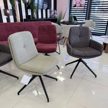 Design Essgruppe 6-tlg. – Bank + 5 drehbare Stühle (Cord & Webstoff)