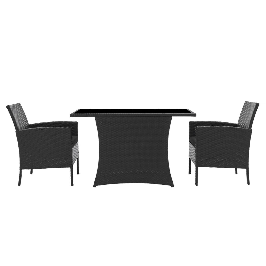 Sitzgruppe schwarz - 2 Sessel, 2 Sitzkissen, 1 Tisch