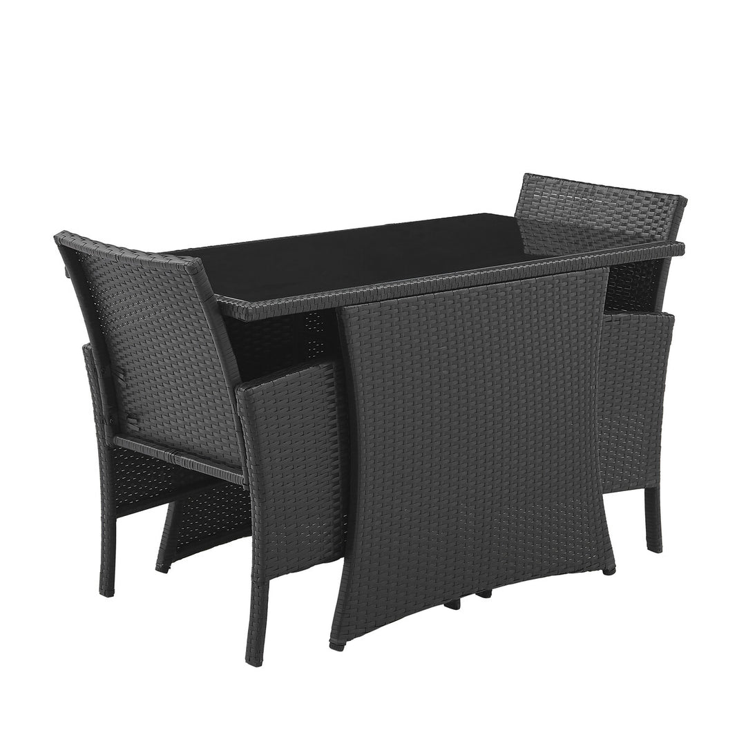 Sitzgruppe schwarz - 2 Sessel, 2 Sitzkissen, 1 Tisch