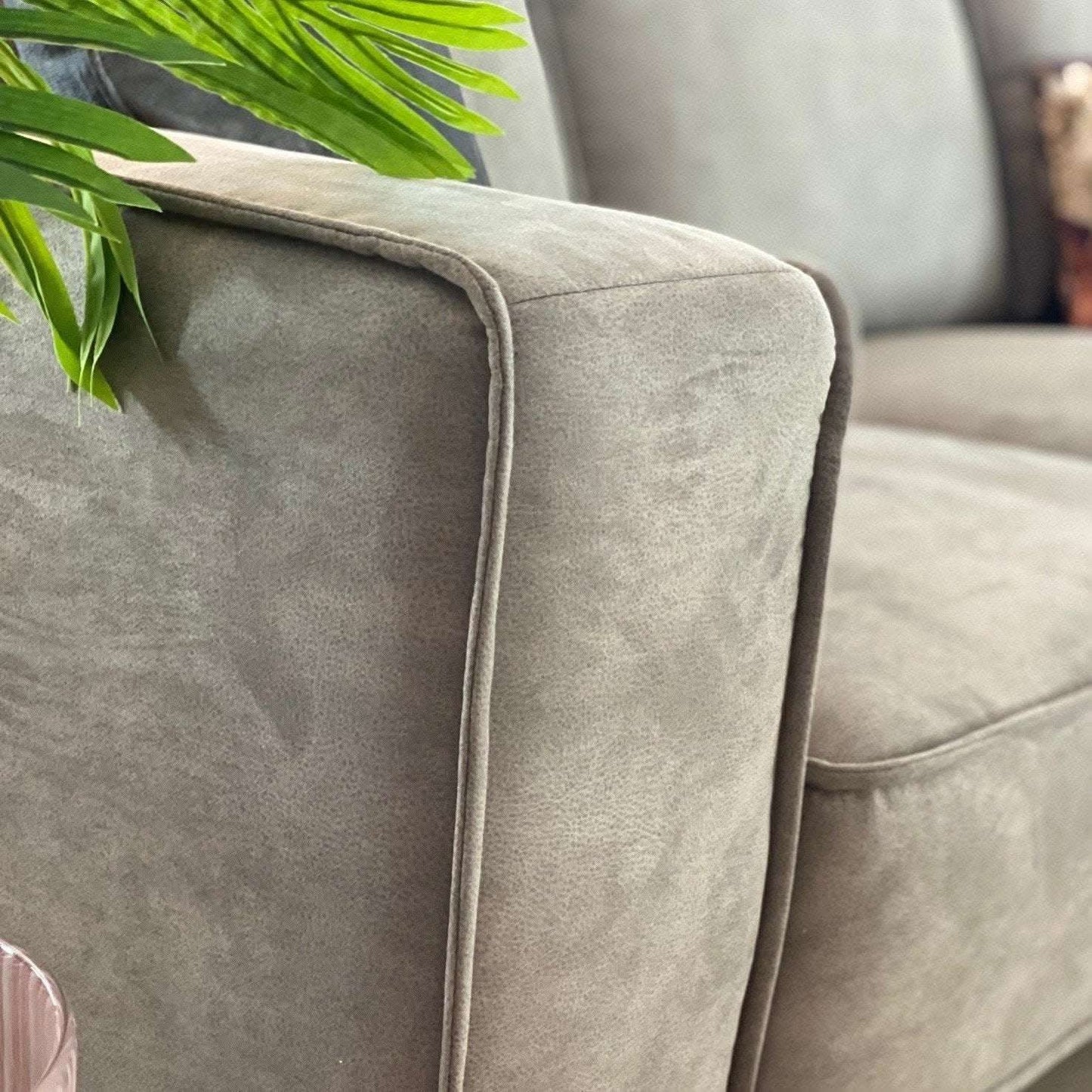 Akron, Ecksofa, Microfaser, grau, Naht außen