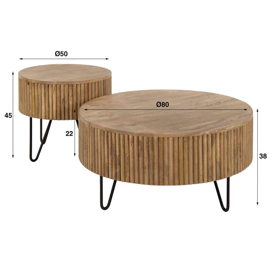 Couchtisch Satz/2 wave rund