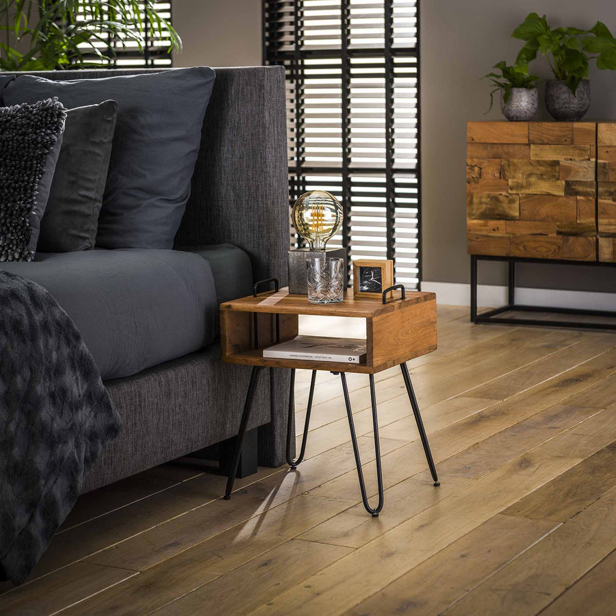 Nachttisch Quadro – Massiv Akazie Natur von Sofa4You