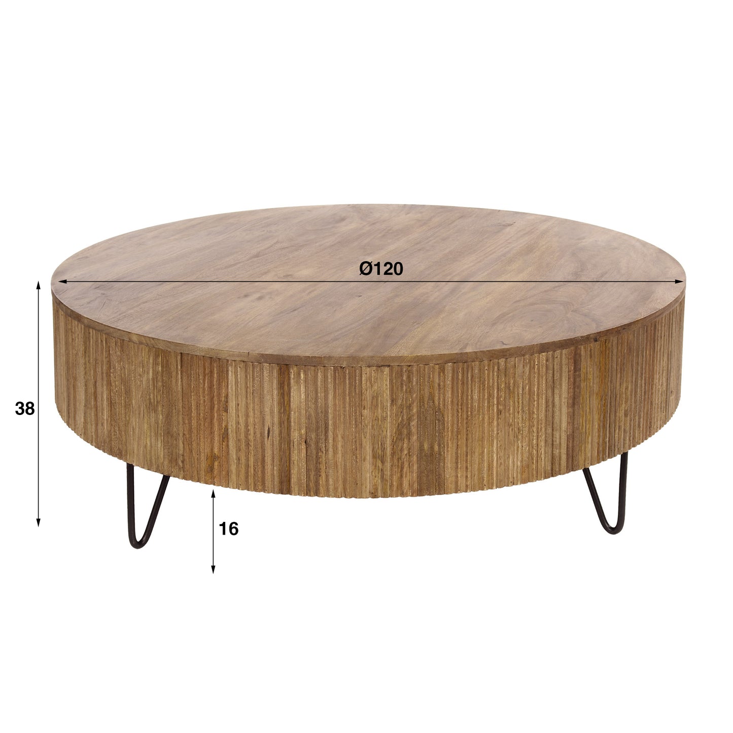 Couchtisch Wave Ø120cm / Solider Mangosand