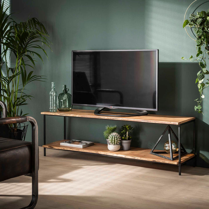 TV-Möbel natürlicher Rand/Massiv acacia naturel