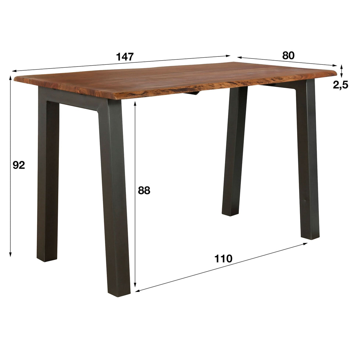 Stehtisch 147 edge 25mm – Massiv Akazie Natur – Ansicht 5