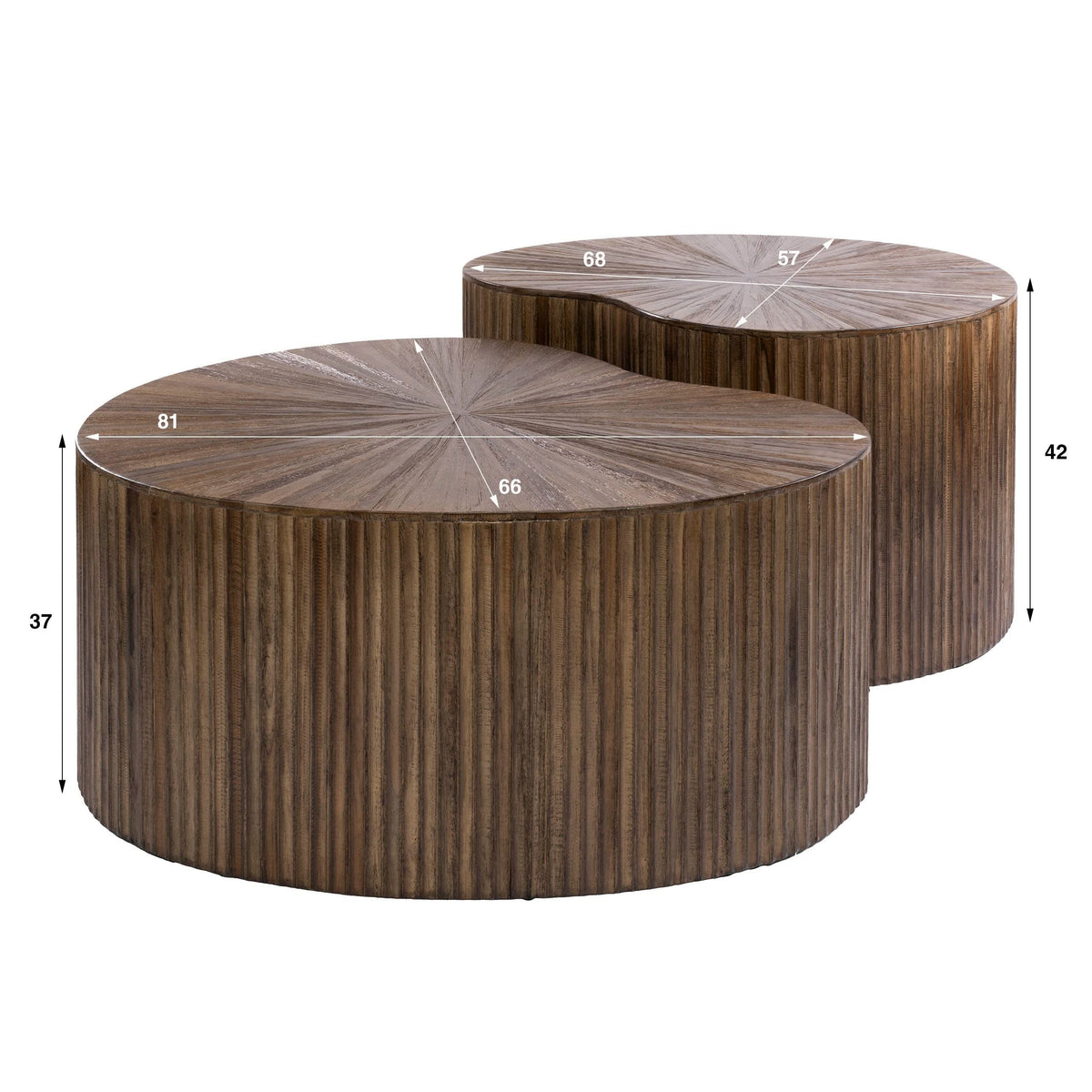 Couchtisch 2er-Set nierenförmig – Teakholz massiv, Espresso – Bild 4
