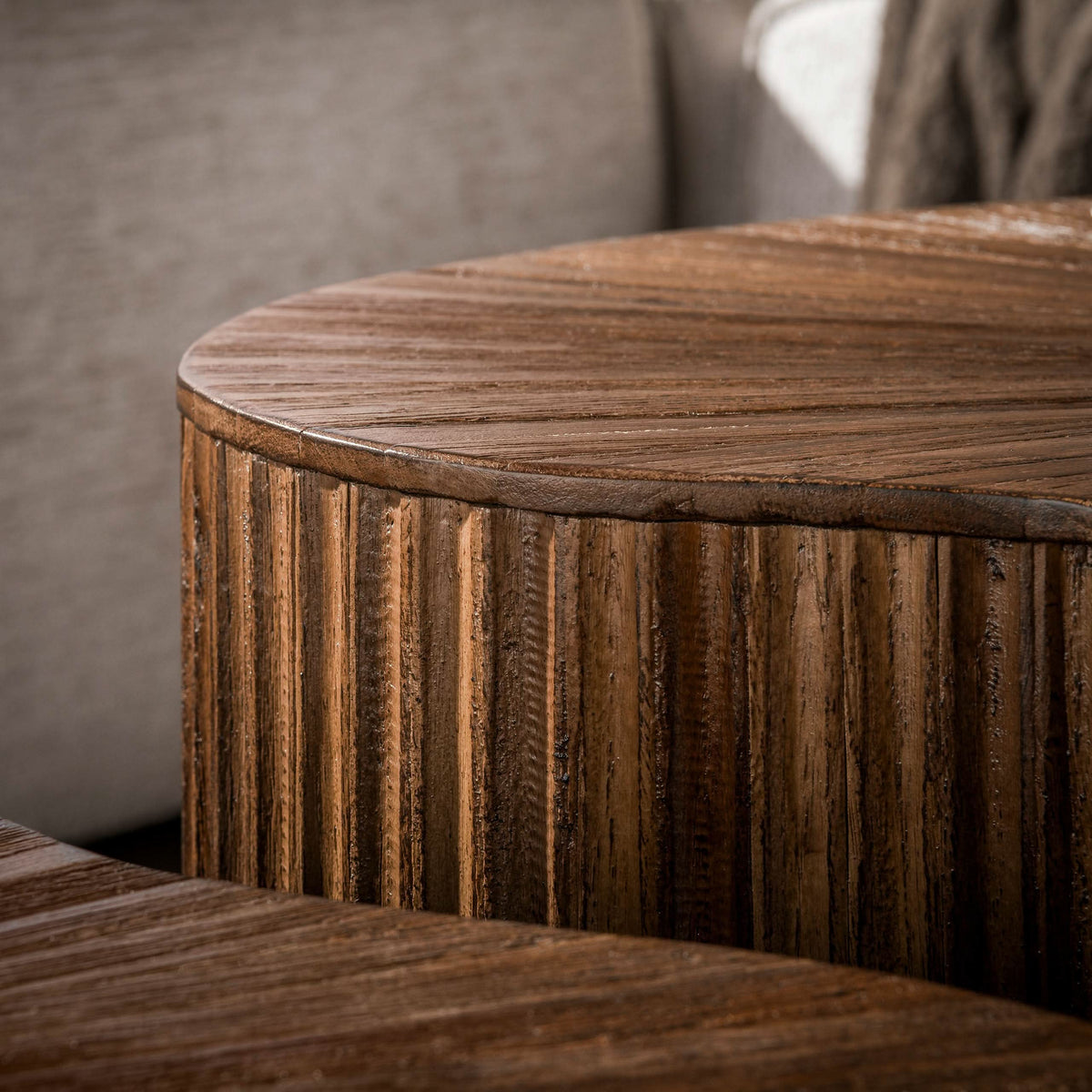 Couchtisch 2er-Set nierenförmig – Teakholz massiv, Espresso – Bild 3