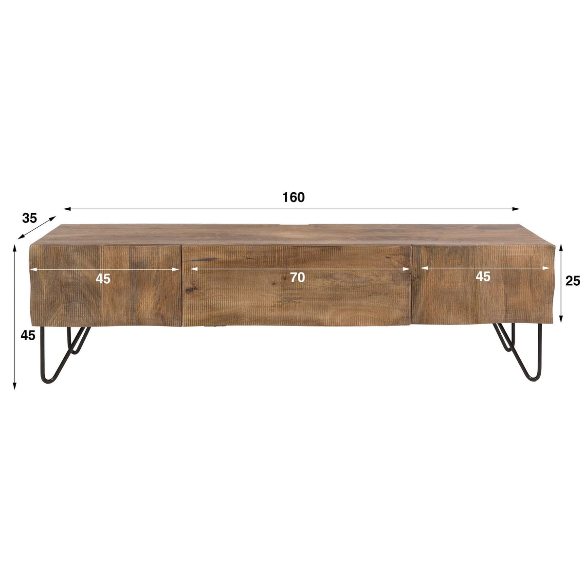 TV-Möbel mit Wellenfront, 160 cm – Mango massiv, Sand – Ansicht 7