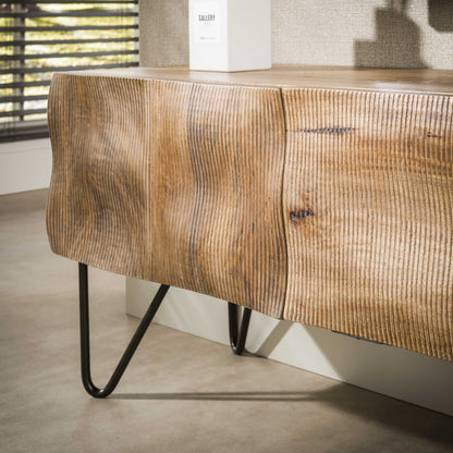TV-Möbel mit Wellenfront, 160 cm – Mango massiv, Sand – Ansicht 5