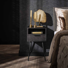 Nachttisch 1L marina/Massiv mango schwarz