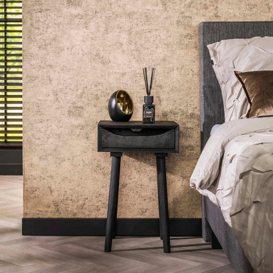 Nachttisch 1L sleek wood inlay