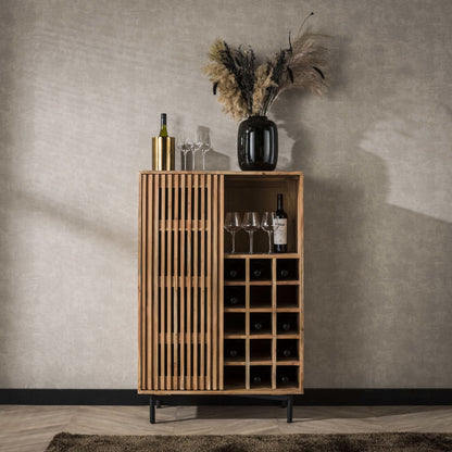 Weinschrank mit Schiebetür, 80 cm – Akazie massiv von Sofa4You