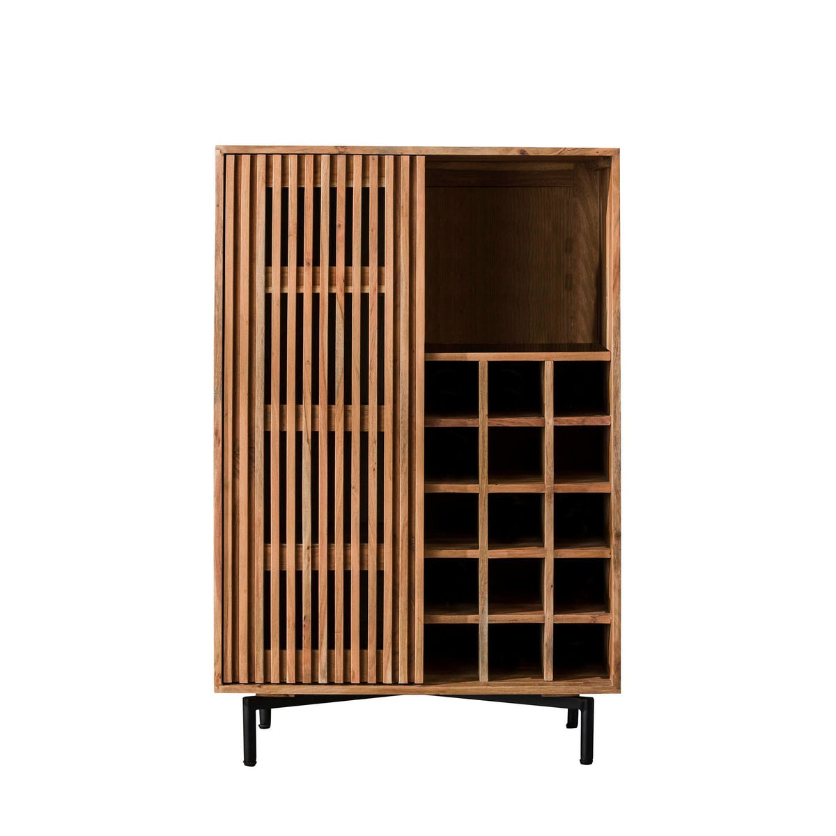 Weinschrank mit Schiebetür, 80 cm – Akazie massiv – Ansicht 4