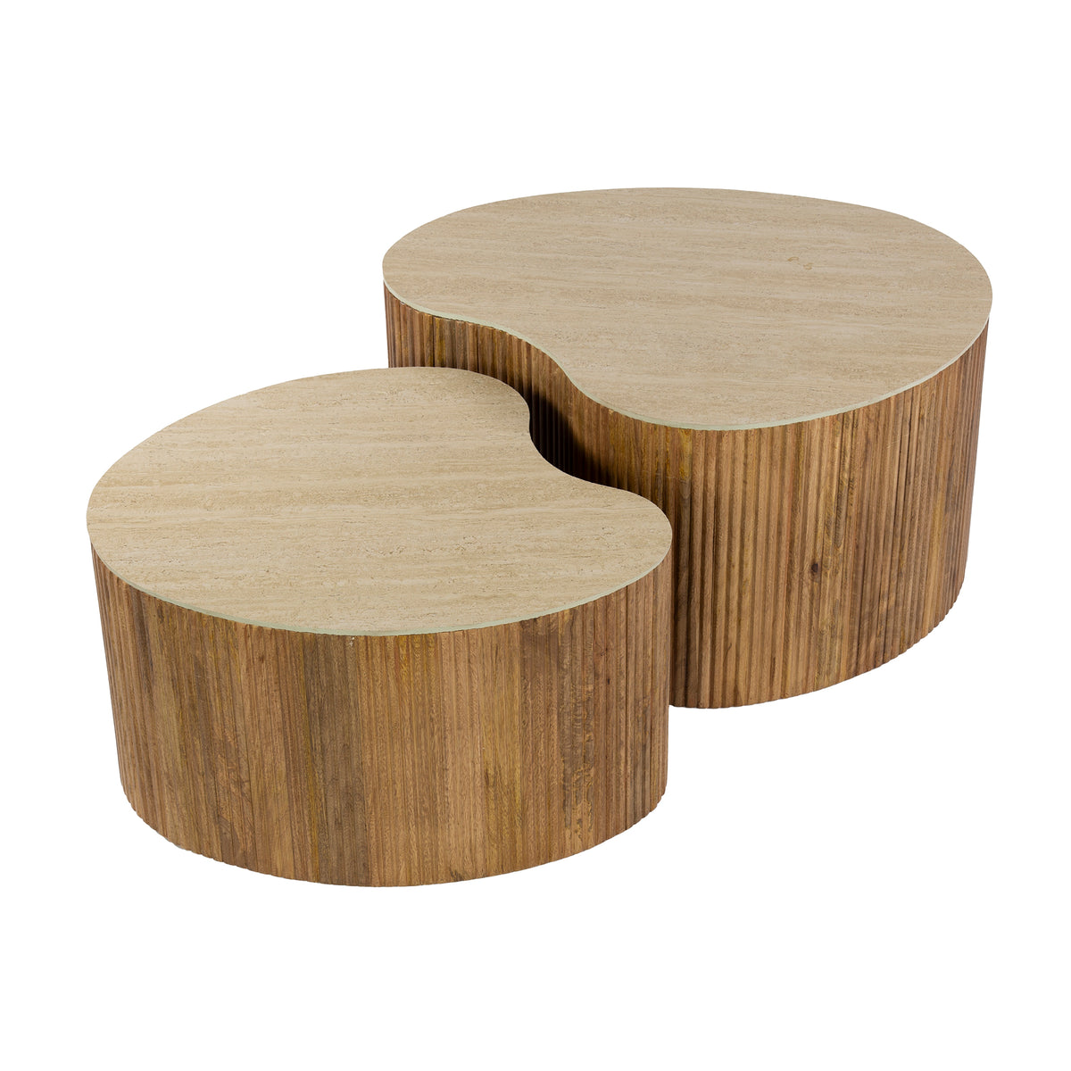 Couchtisch Nuovo Nieren-förmiges 2er-Set – Massiv Mangosand – Ansicht 3
