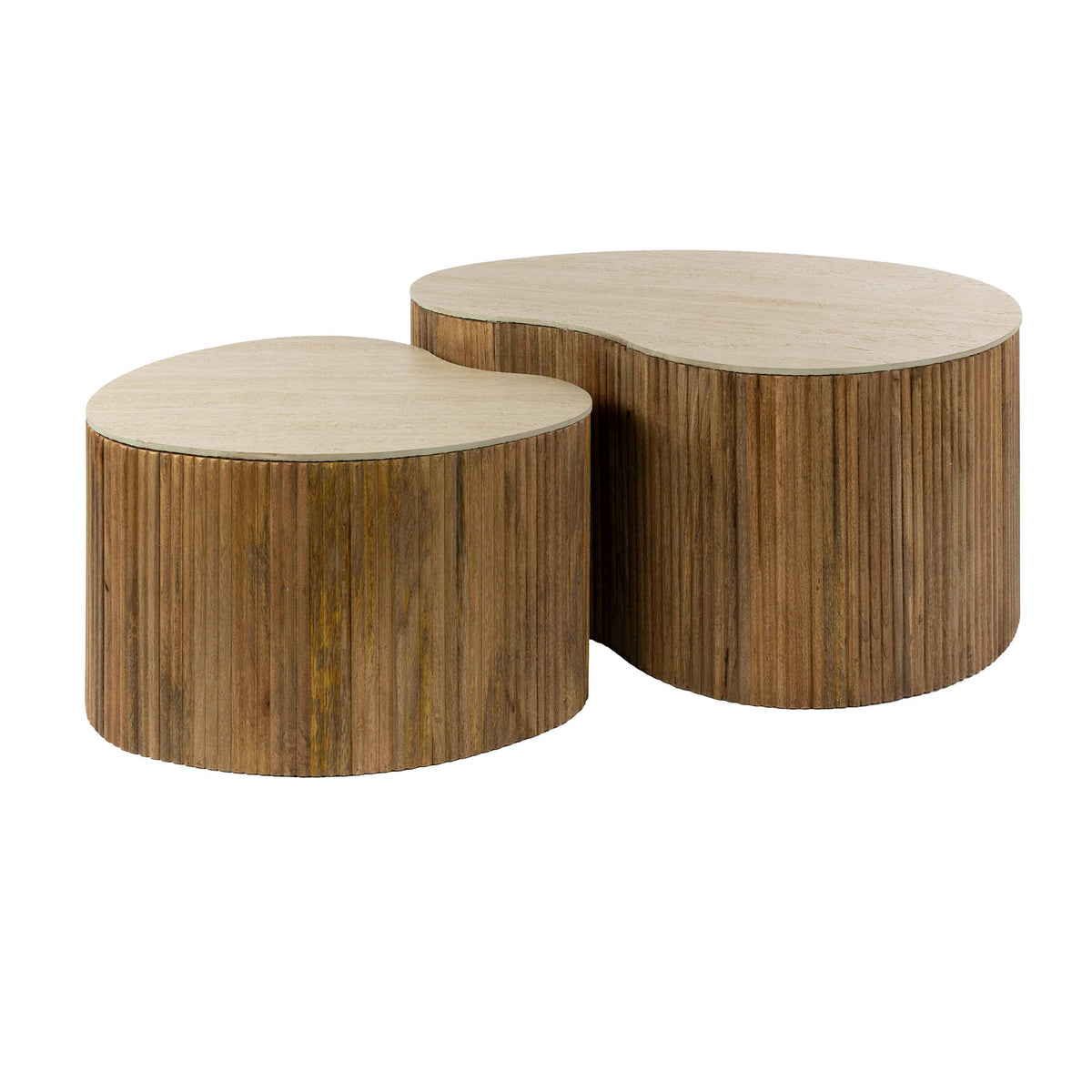 Couchtisch Nuovo Nieren-förmiges 2er-Set – Massiv Mangosand – Ansicht 4