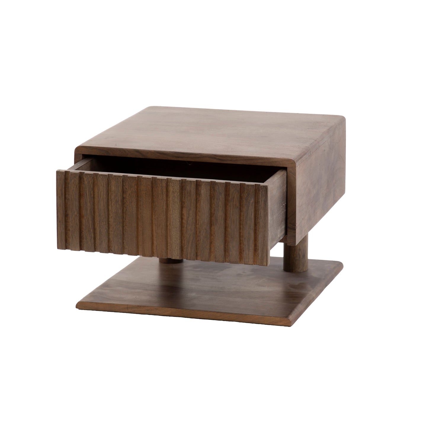 Nachttisch Carve Regal schwimmend 1 Schublade / Solide Akazie braun