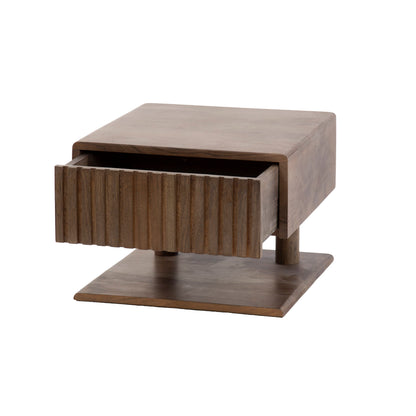 Nachttisch Carve Regal schwimmend 1 Schublade / Solide Akazie braun