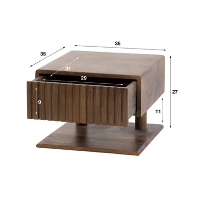 Nachttisch Carve Regal schwimmend 1 Schublade / Solide Akazie braun